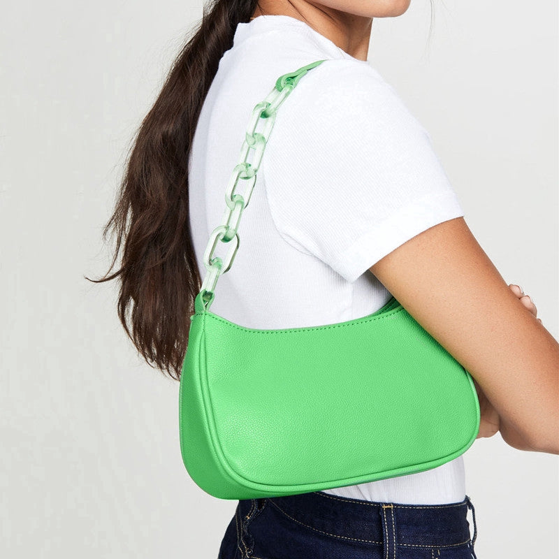 IELGY Fashion brand designer acrylic chain staff carrying single shoulder underarm bag