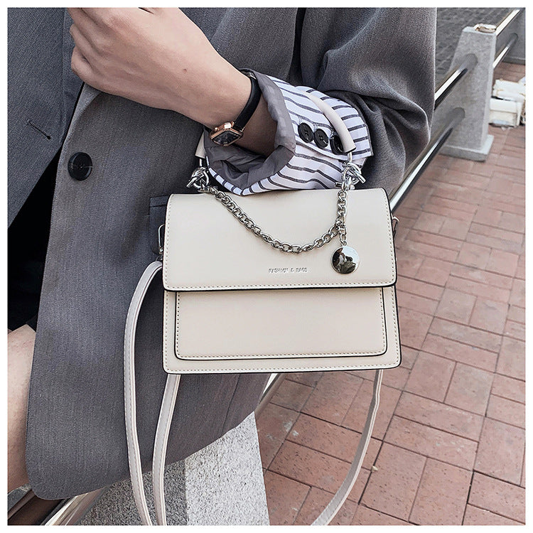 IELGY casual Women's messenger bag, commuter White one shoulder, solid color soft all-match fashion