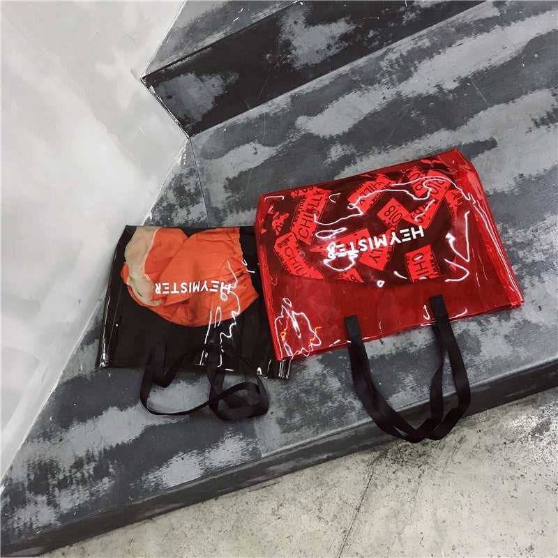 IELGY Large-capacity beach bag PVC transparent bag Fashion