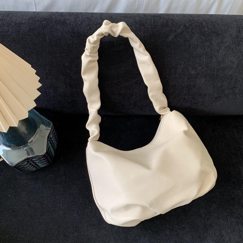 IELGY  Pleated bag soft leather South Korean underarm bag fashion large size bag