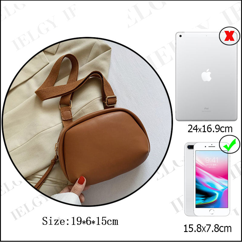 IELGY broadband Popular high-end oval smooth zipper woman's cute crossbody bag versatile one-shoulder