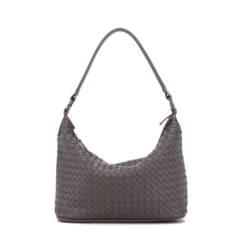 IELGY Women's bag One-shoulder Single Purple PU Woven All-match Soft surface Portable