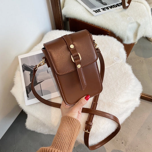 IELGY Korean fashion bag female tide joker ins shoulder crossbody simple mobile phone bag