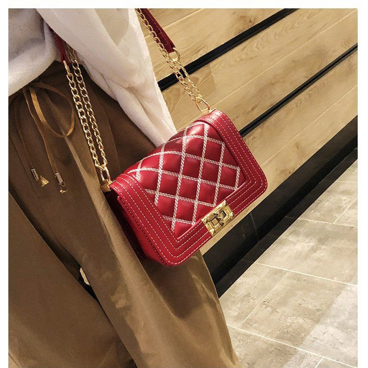 Korean version of the chain rhombic lock shoulder bag Messenger bag