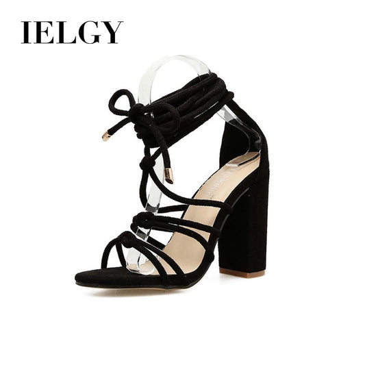 IELGY Women's shoes Cross straps thick heels large size sexy ladies wild trend fashion models