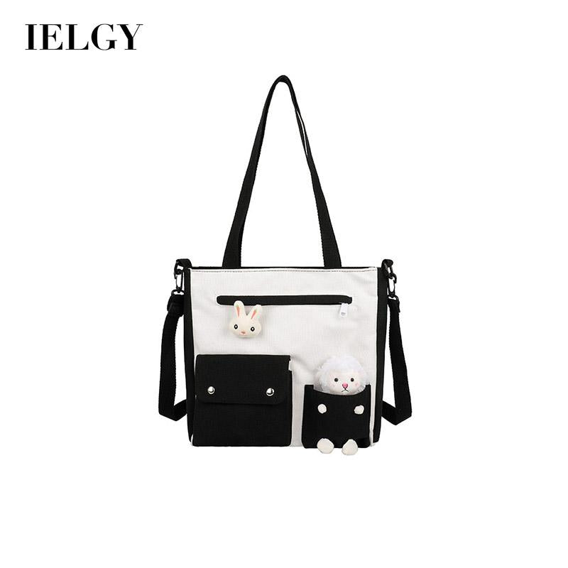 IELGY Japanese Large capacity Cross-body Simple Canvas Casual Book Woman's bag One-shoulder All-match