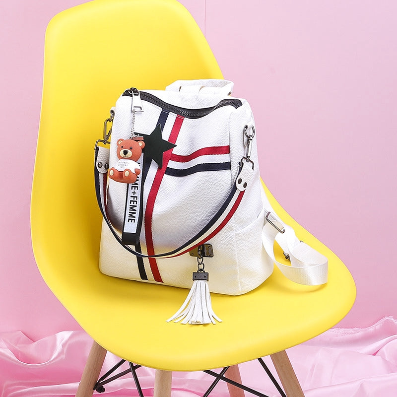 IELGY Backpack female large capacity ladies Europe and America ribbon multi-function backpack