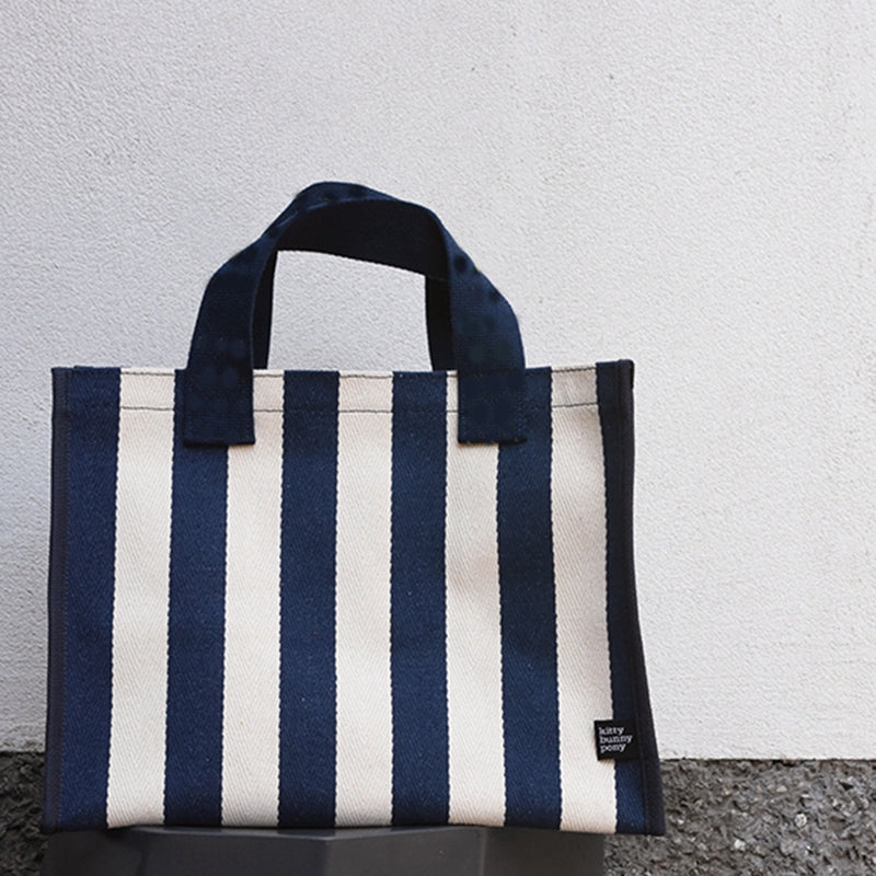 IELGY Large-capacity striped shopping bag canvas Korean mobile handbag