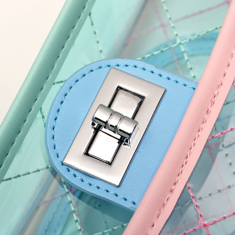 Transparent bag Lingge chain bag Messenger bag Jelly bag