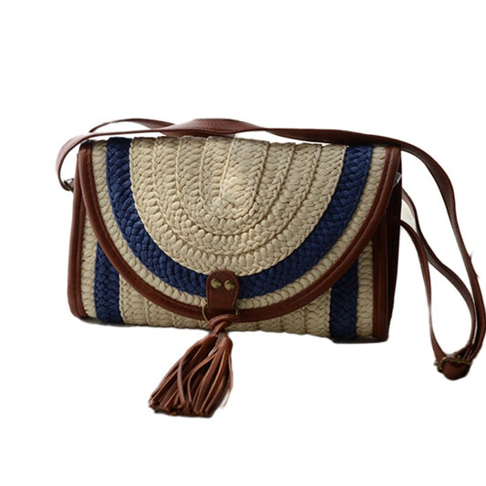 Diagonal shoulder straw bag rattan bag