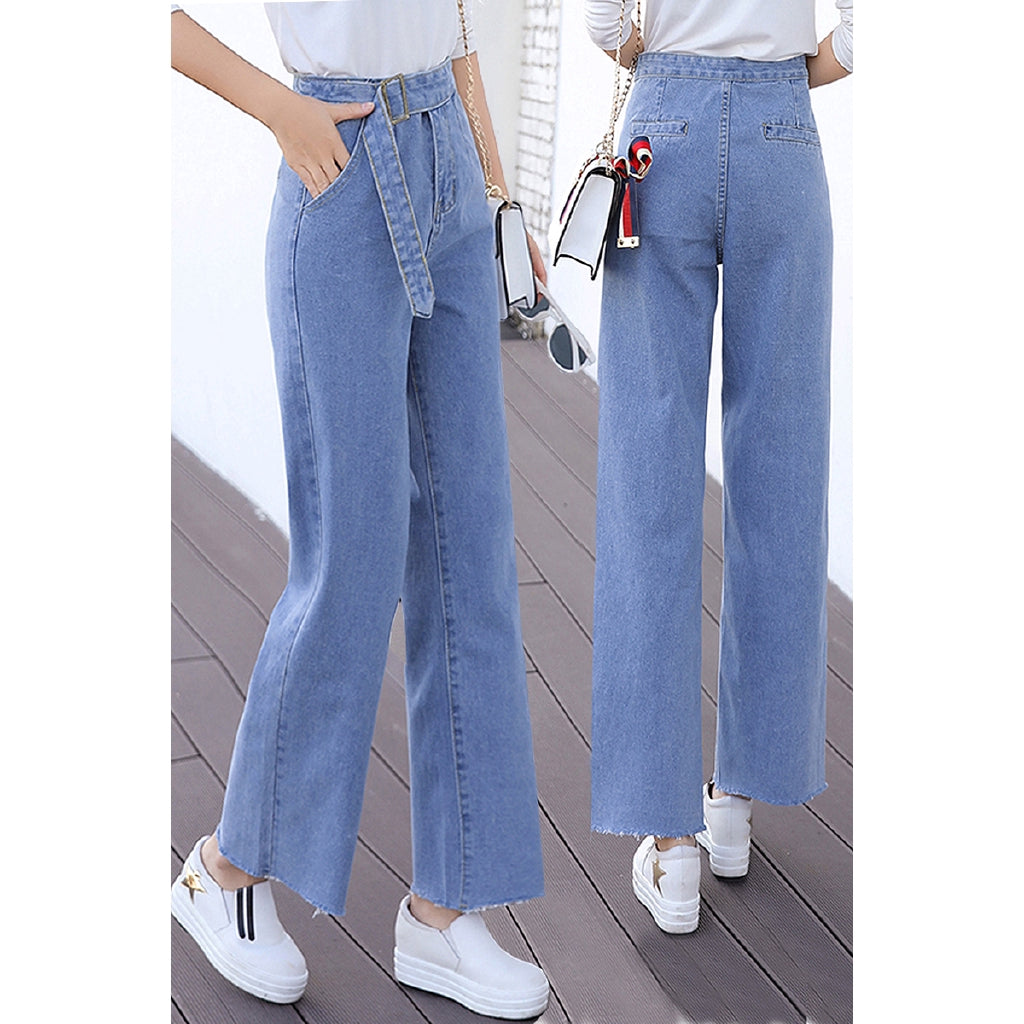 IELGY Super fire straight loose jeans wide leg pants women high waist cropped pants