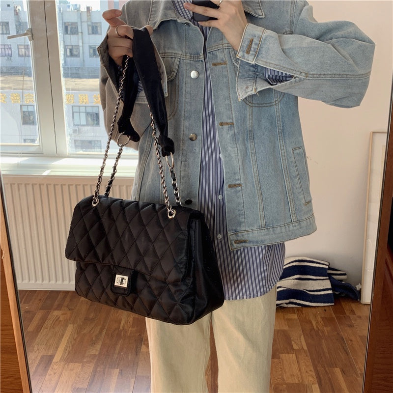 IELGY Women's Bags New Rhombus Large-capacity Nylon Bags Retro Chains Diagonal Shoulder Tote Bags
