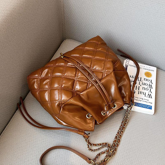 IELGY women's diamond all match chain messenger bucket bag