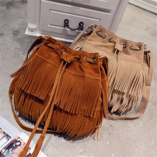 New women bag tassel bucket bag shoulder bag