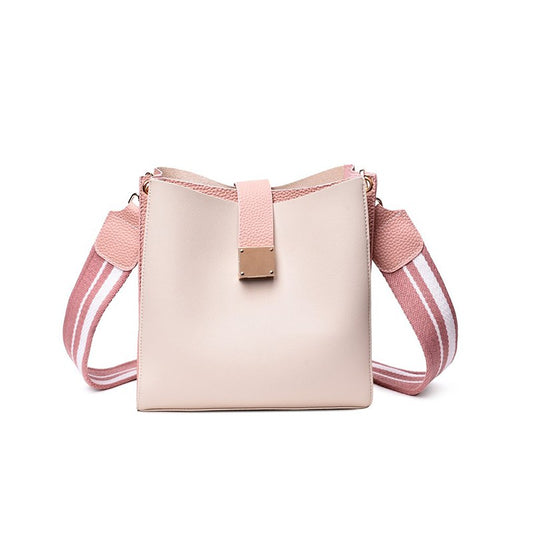 Wide shoulder strap contrast multi-layer bucket bag shoulder bag