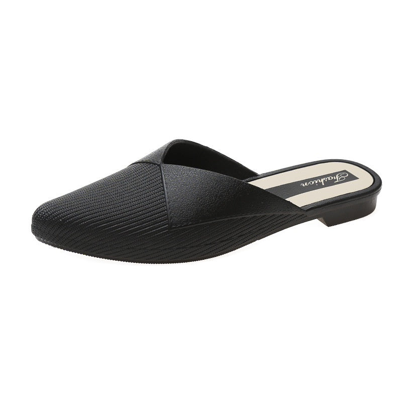 IELGY casual Korean style solid color fashion outer wear Baotou slippers