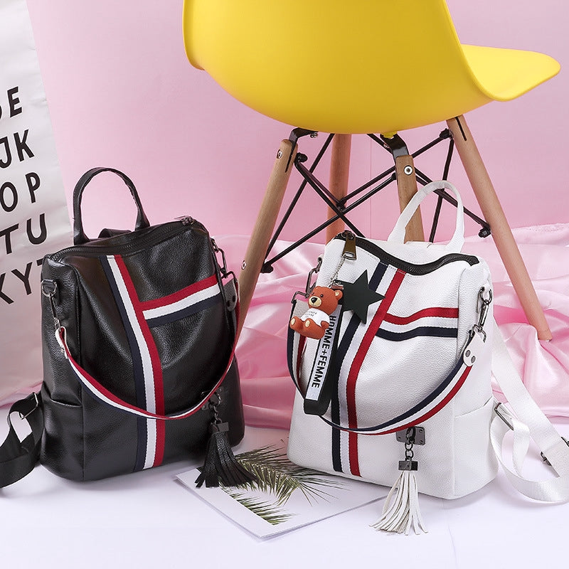 IELGY Backpack female large capacity ladies Europe and America ribbon multi-function backpack