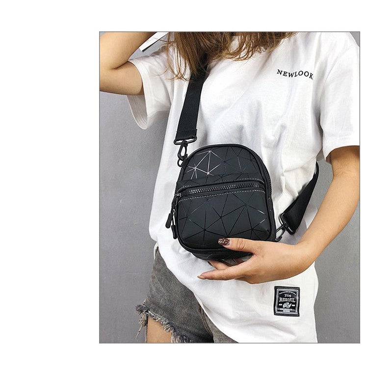 IELGY Laser wide shoulder strap small square bag casual messenger bag