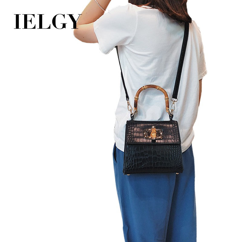 IELGY handbag crocodile small square bag handbag bamboo bag