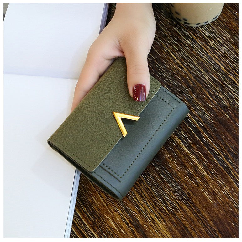 IELGY Small wallet female short paragraph folded personality ins purse