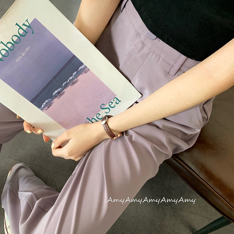 IELGY Summer purple women's wide trousers purple Wide-legged Pants