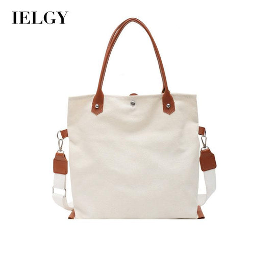 IELGY Woman's bag Casual Large capacity Official document Crossbody One shoulder Black Canvas White Large