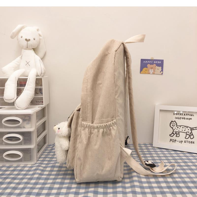 IELGY schoolbag female Korean Harajuku corduroy all-match backpack