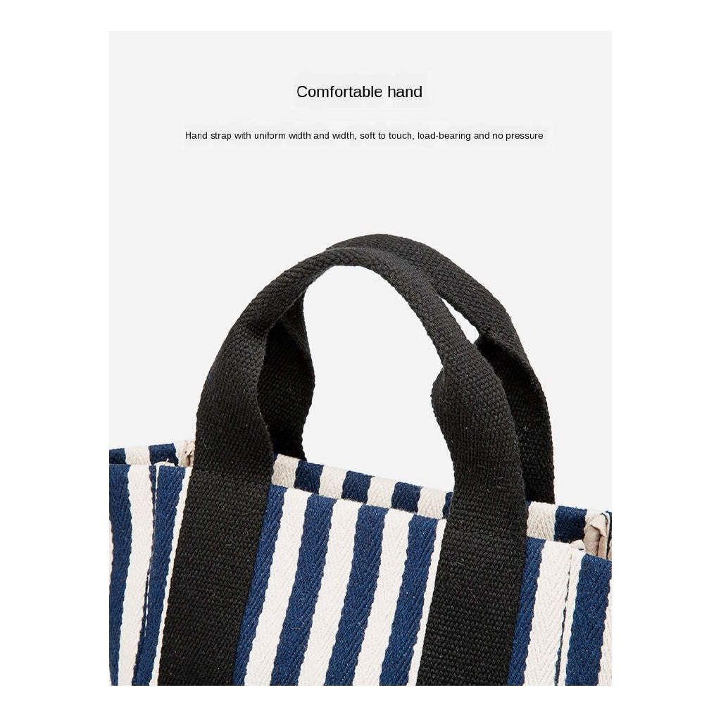 IELGY Simple striped canvas bag, small fresh canvas handbag, messenger handbag