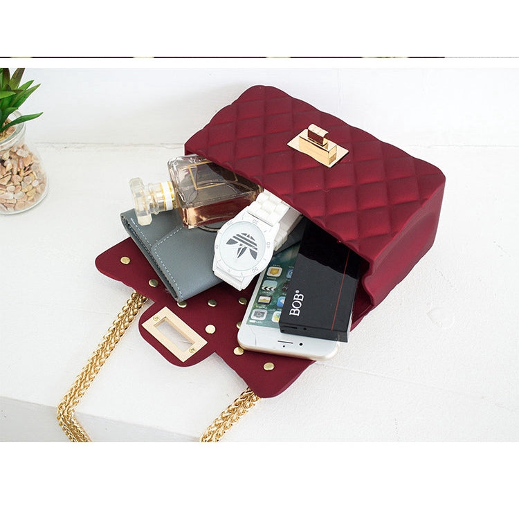 Matte matte jelly bag with drill chain shoulder bag crossbody bag