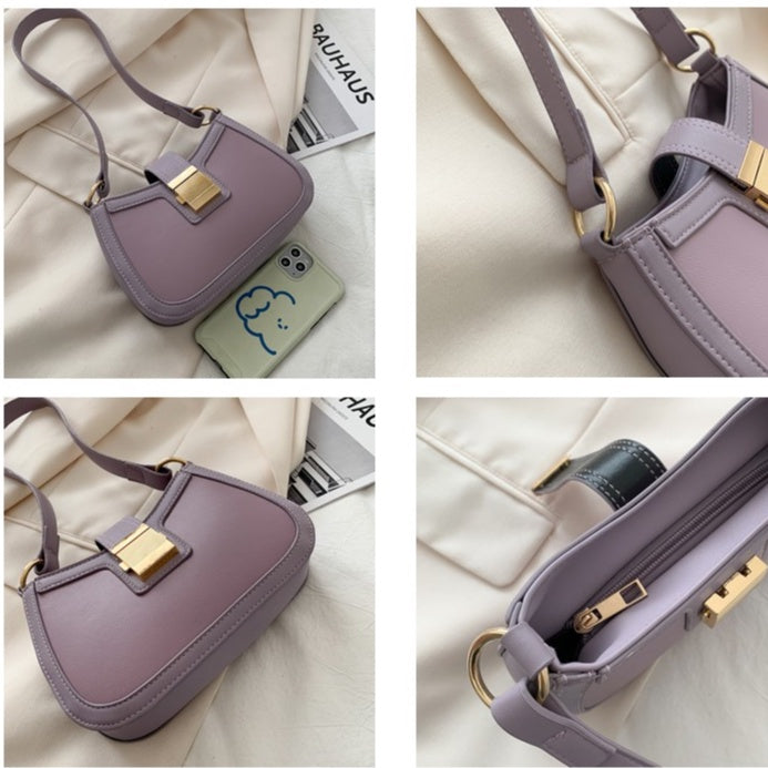 IELGY Women's bag square crossbody underarm black one shoulder French fashion versatile lock