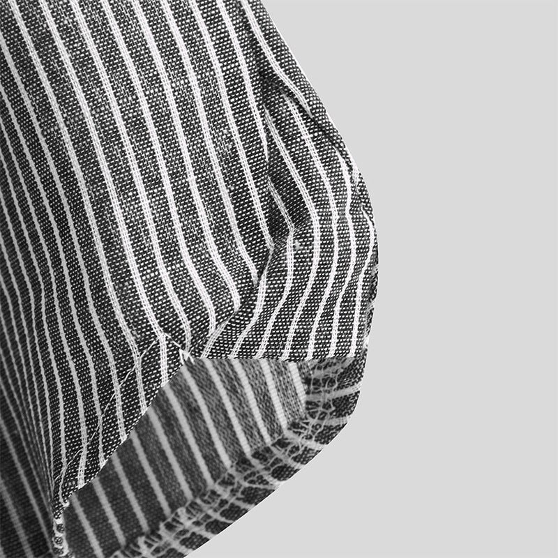 IELGY Printing Shirts Long sleeves Lapel Linen Black European and American Stripes Fashion Men's clothes