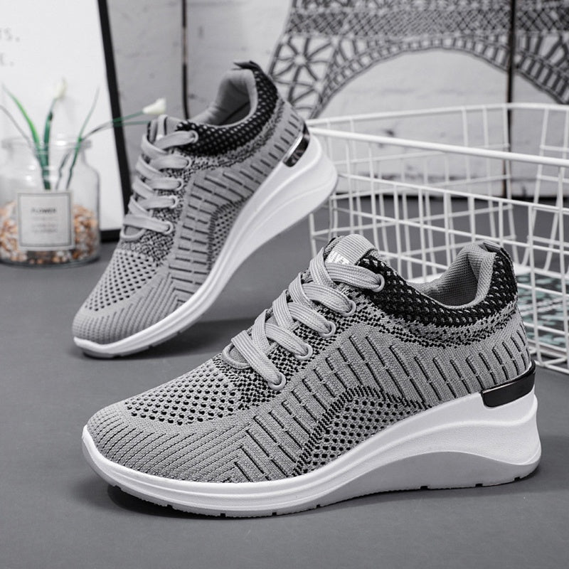 IELGY wedge heel lace casual platform lightweight running sneakers women