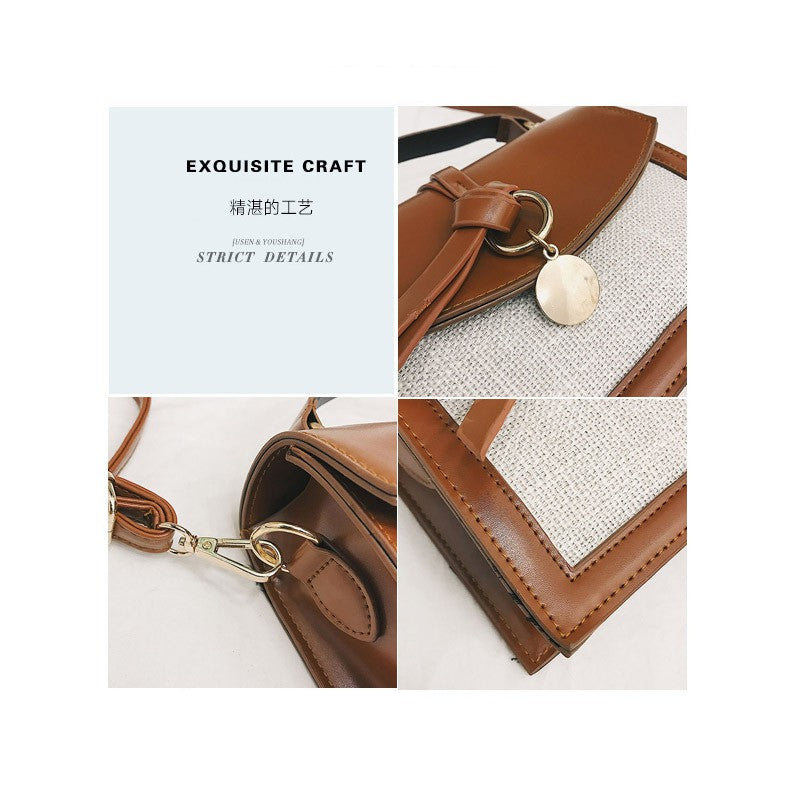 Messenger bag wide shoulder strap small square Harajuku shoulder bag