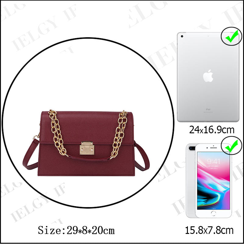 IELGY Women's bag one-shoulder all-match large capacity Korean version stylish simple square chain crossbody