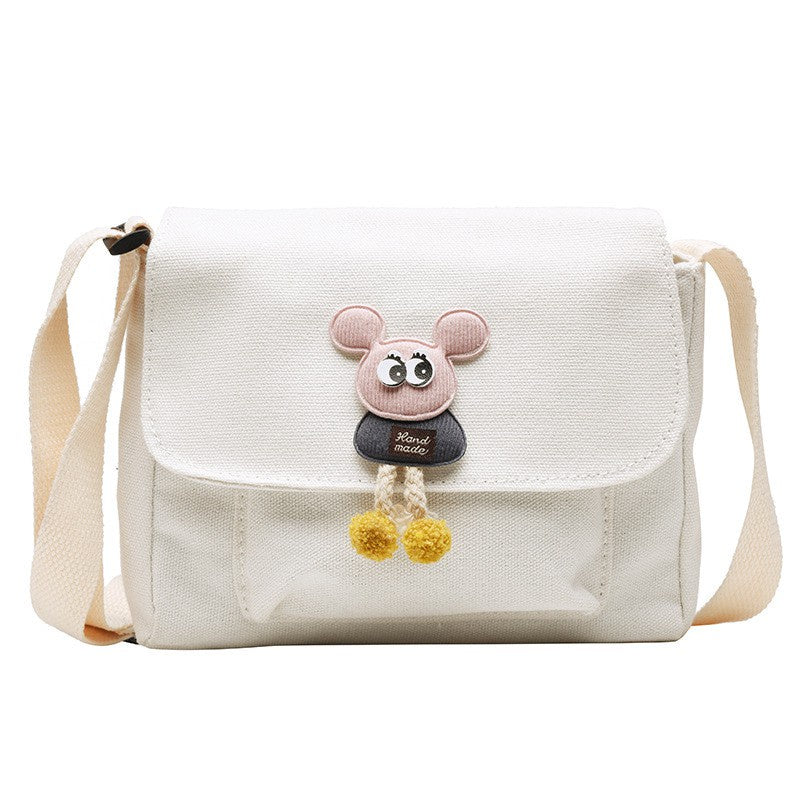 IELGY Korean version canvas bag multi-color optional all-match yellow shoulder bag cartoon crossbody Bag women small fresh