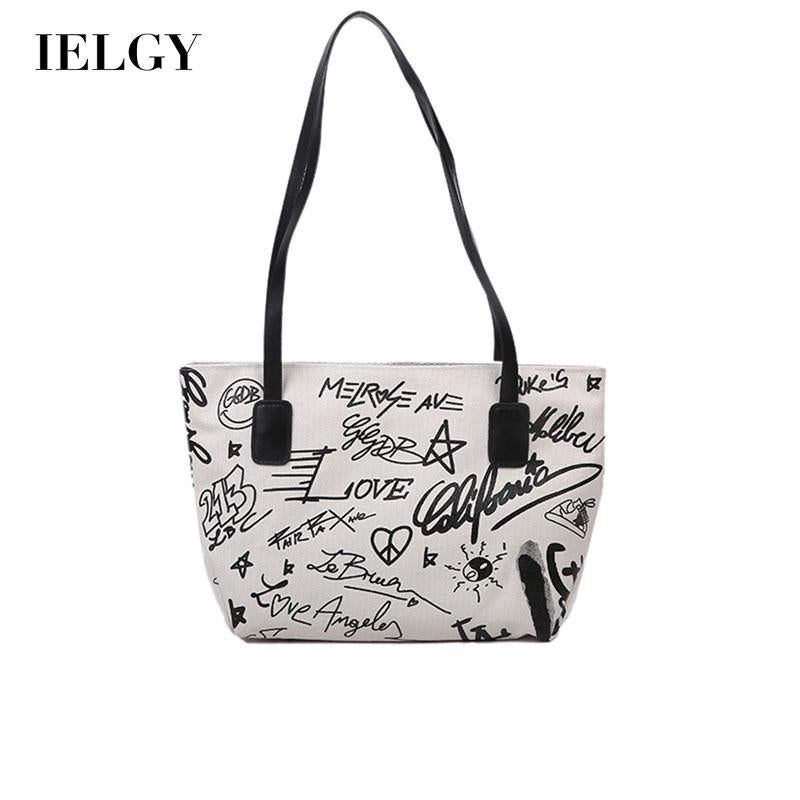 IELGY Commuting Fashion Canvas Tote Horizontal square All-match Portable Casual Woman's Shoulder bag