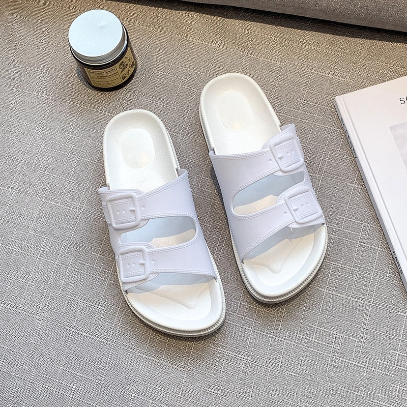 IELGY cute slippers female Korean style one-word sandals and slippers home soft sandals and slippers