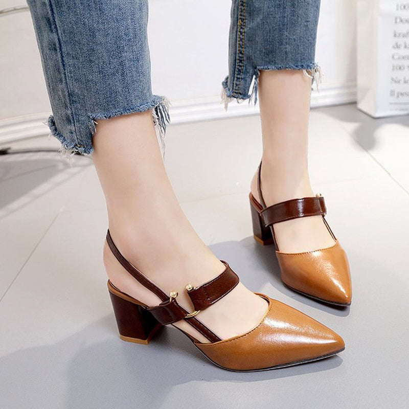 IELGY Baotou thick heel sandals women belt decoration women sandals
