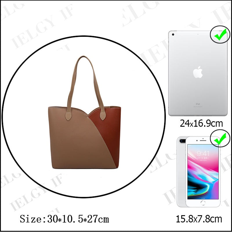 IELGY Women's bag casual large capacity black portable one shoulder all-match simple tote fashion