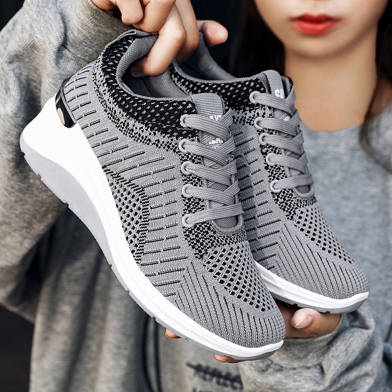 IELGY wedge heel lace casual platform lightweight running sneakers women
