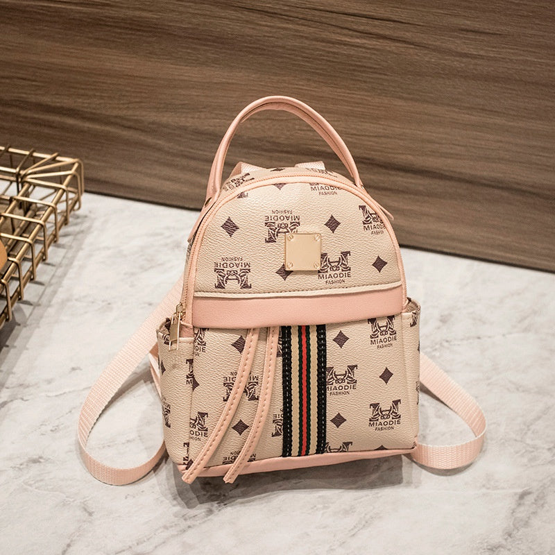 IELGY Korean printing contrast color drawstring backpack large capacity simple handbag