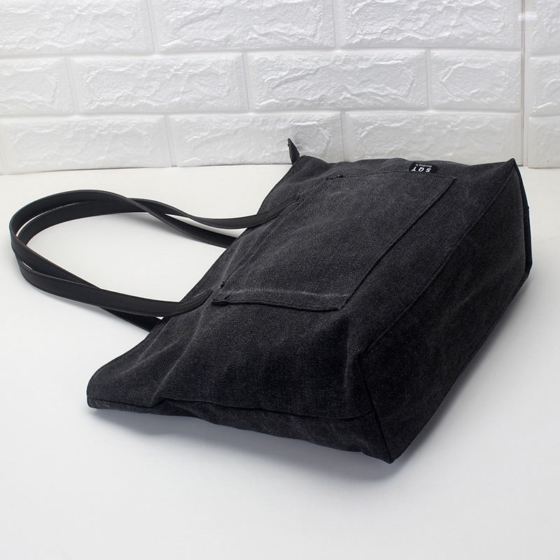 IELGY Women's single shoulder tote bag canvas bag simple literary single shoulder handbag