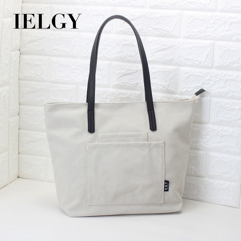 IELGY Women's single shoulder tote bag canvas bag simple literary single shoulder handbag
