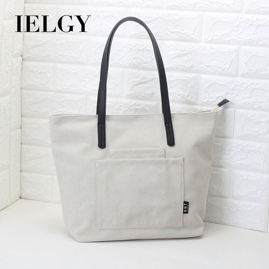 IELGY Women's single shoulder tote bag canvas bag simple literary single shoulder handbag