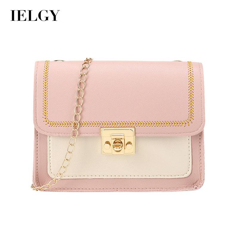 IELGY Korean version Cell phone One shoulder Trendy Lock Chain Diagonal Black Square Women's bag