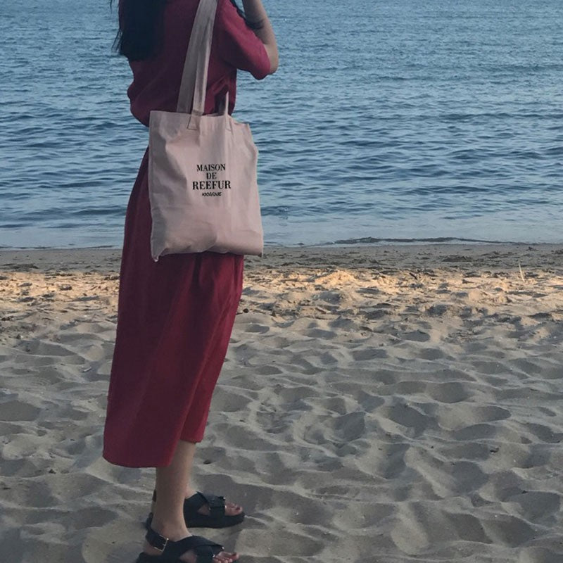 IELGY Canvas bag female shoulder shoulder simple printing wild bag