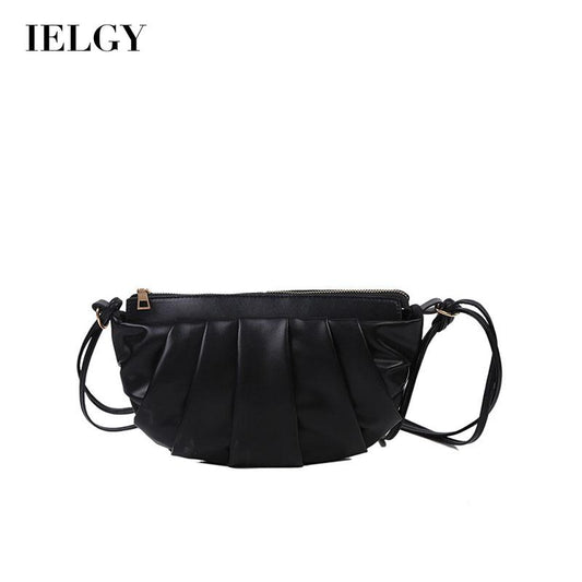 IELGY Women's bag black casual Korean version zipper crossbody PU fashion square all-match