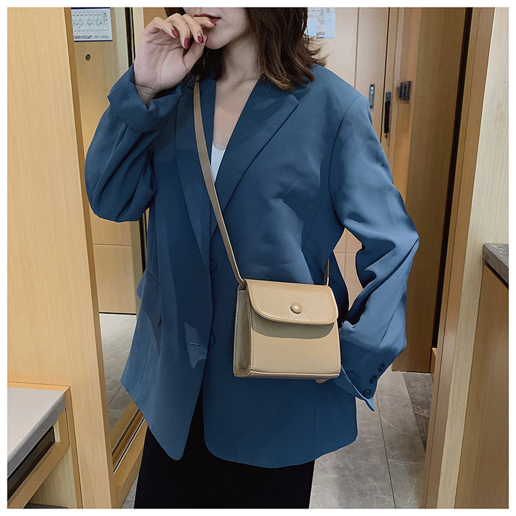 IELGY Retro messenger bag Hong Kong style all-match square bag Korean version of simple solid color large capacity single shoulder