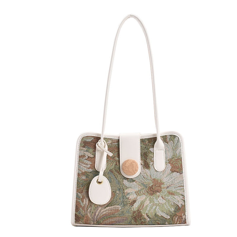 IELGY Large capacity bag women's summer fashion oil painting shoulder bag simple ins design tote bag