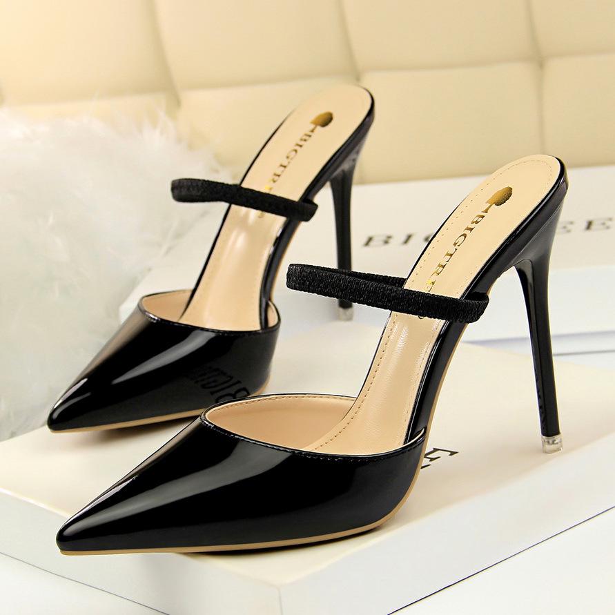 IELGY Pointed toe high-heeled slippers 10.5cm stiletto shallow mouth fashion hollow women's shoes